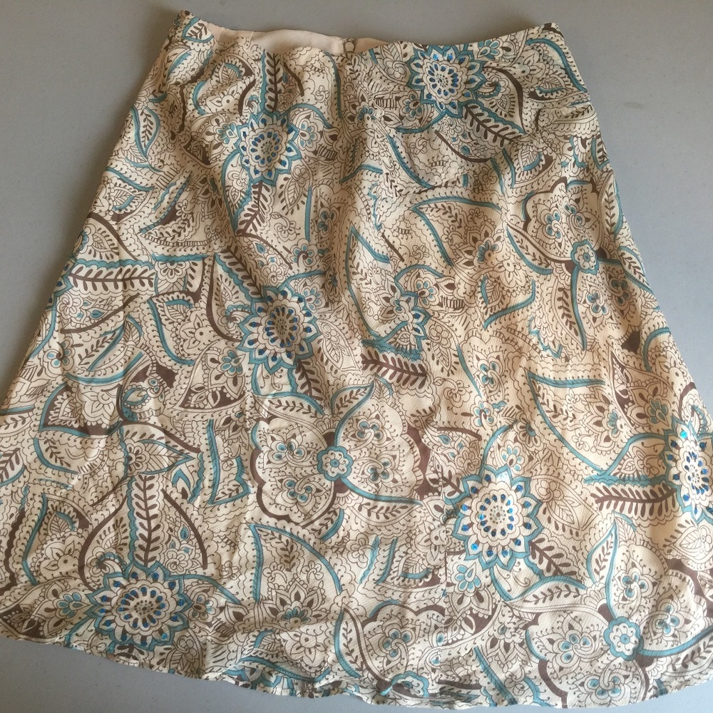 Ann Taylor Loft Floral Sequin Midi Skirt